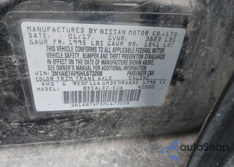 2017 Nissan Sentra Sv z USA, uszkodzony, nr VIN 3N1AB7AP5HL673208